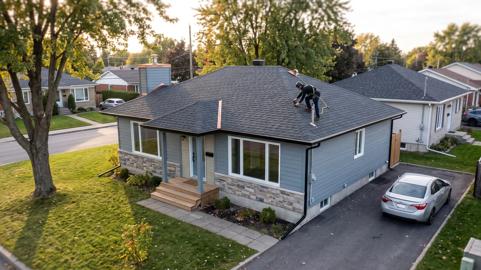 Maison et toiture résidentielle à Longueuil